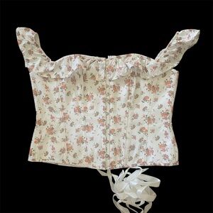 Corset Story women's white floral off the shoulder corset top XXL cottagecore